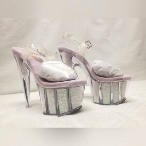 Nwt Blacklight Pleaser Clear and Purple Platform Heels